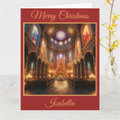 古風なチャペルのクリスマスツリー カード (黄色い花)