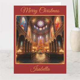 古風なチャペルのクリスマスツリー カード
