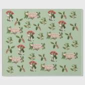 古風なヴィンテージの子どもとホリーパーソナライズされた ラッピングペーパー (フラット)