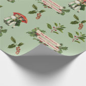 古風なヴィンテージの子どもとホリーパーソナライズされた ラッピングペーパー (角)