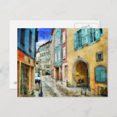 古風な古い石畳の通り ポストカード (正面/裏面)