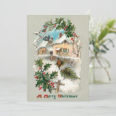 古風な懐かしいヴィンテージ素朴冬のシーン シーズンカード (スタンド正面)