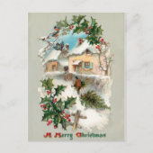 古風な懐かしいヴィンテージ素朴冬のシーン ポストカード (正面)