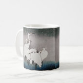 古風な日本の小曽根の白鷺の雪景色 コーヒーマグカップ (正面左)