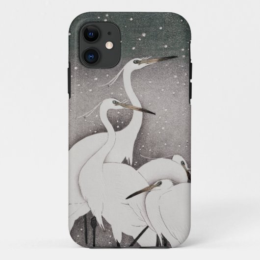 古風な日本の小曽根の白鷺の雪景色 Case-Mate iPhoneケース (裏面)