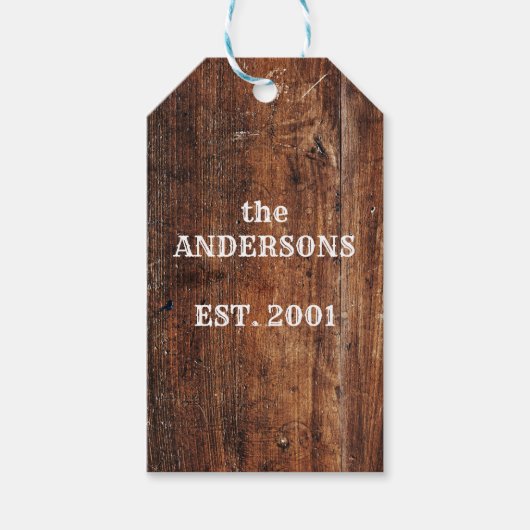古風な木製のオリジナルファミリー名 ギフトタグ (正面)