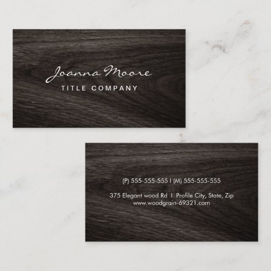 古風な濃いオーク材の木目のプロフェッショナル 名刺 (正面/裏面)
