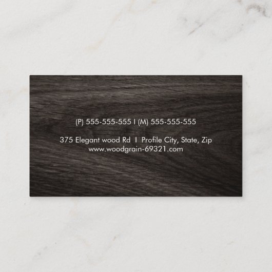古風な濃いオーク材の木目のプロフェッショナル 名刺 (裏面)