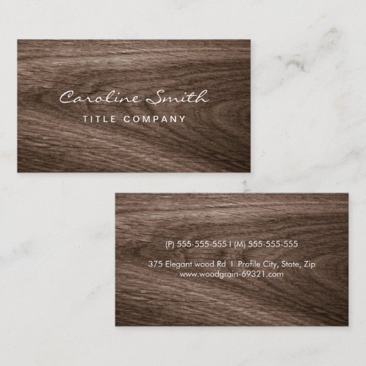 古風な濃いオーク材の木目のプロフェッショナル 名刺 (正面/裏面)