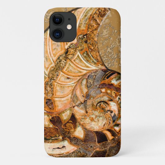"古風モダン" クレオニセラス・クレオン・アンモナイト化石 Case-Mate iPhoneケース (裏面)
