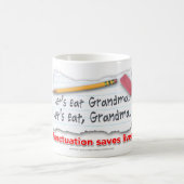 句読点は生命を救います コーヒーマグカップ (中央)