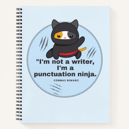 句読点忍者笑わされる：ライタの漫画ストリップ ノートブック (正面)