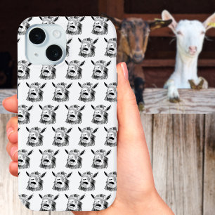 叫おもしろいびヤギスケッチ予測できな動物Art Cas iPhone 15ケース