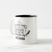 叫おもしろいび声を叫ぶ鶏の言葉アートモノグラム ツートーンマグカップ (正面左)