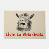 叫びおもしろいヤギのスローガンLivin La Vida Goata ドアマット (正面)