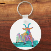 叫びおもしろい声を上げるヤギ農場動物アート キーホルダー (正面)