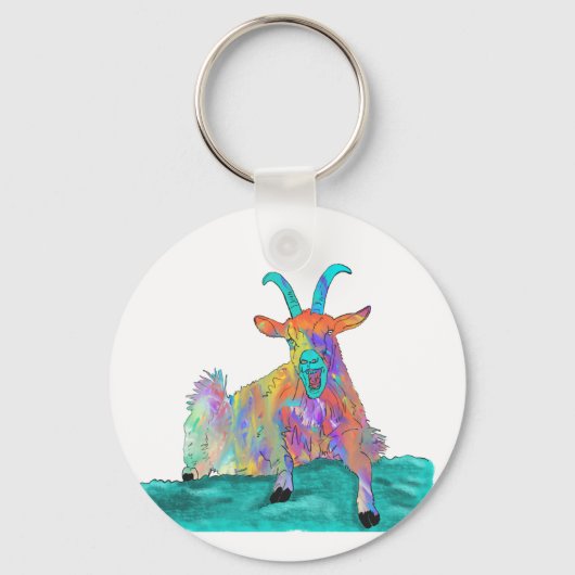 叫びおもしろい声を上げるヤギ農場動物アート キーホルダー (裏面)