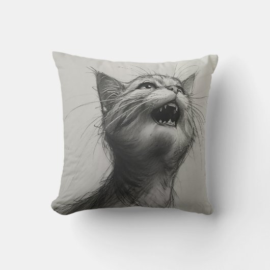 叫びおもしろい猫ミームアクセント枕 | 皮肉H クッション (正面)