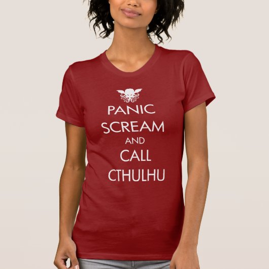 叫びのパニックおよび呼出しCthulhu Tシャツ (正面)
