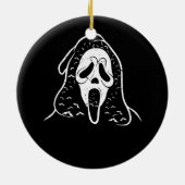 叫び声こうもり幽霊顔ホラーハロウィンマスクキル セラミックオーナメント (裏面)