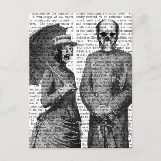 叫び声の女性とスカル ポストカード (正面)