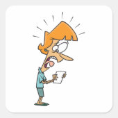 叫び声を上げる四角いステッカーを外に出る女性 スクエアシール (正面)