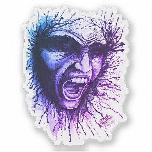 叫び声顔シール シール (正面)