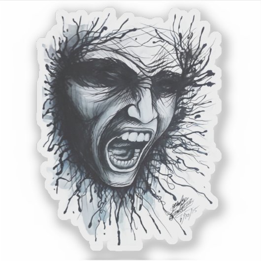 叫び声顔シール シール (正面)