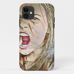 叫び、女の子、女の子、叫ぶ女の子、壊れたガラス iPhone 11 ケース