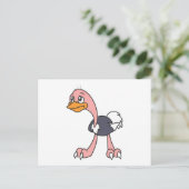 叫ぶかわいいだちょうの鳥の招待状カードスタンプ インビテーションポストカード (スタンド正面)