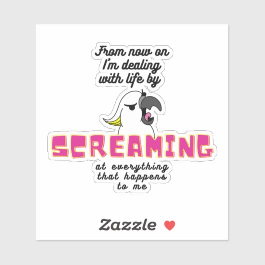 叫ぶコカトゥー テキスト付き シール (シート)