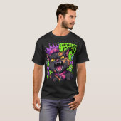 叫ぶ女の子の猫のゴシック風カートゥーン デザイン Tシャツ (正面フル)