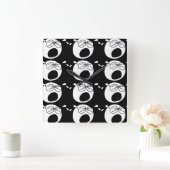 叫ぶ悲しい円形の白黒顔 スクエア壁時計 (ホーム)