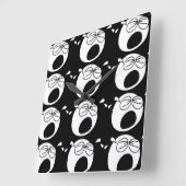 叫ぶ悲しい円形の白黒顔 スクエア壁時計 (傾斜)