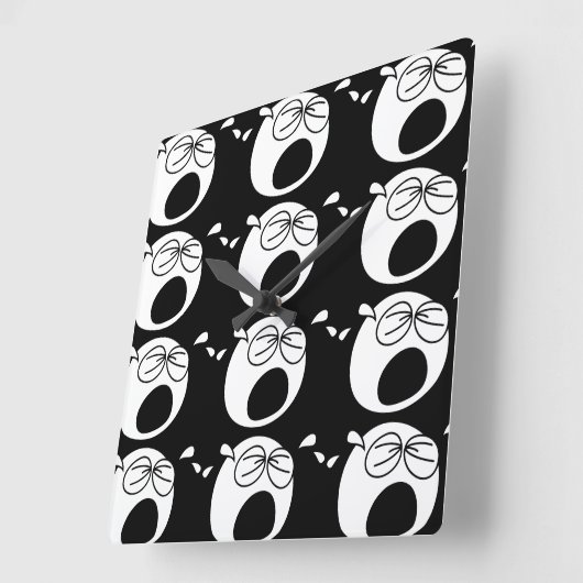 叫ぶ悲しい円形の白黒顔 スクエア壁時計 (傾斜)