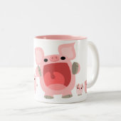 叫ぶ漫画のブタのマグ:) ツートーンマグカップ (正面右)