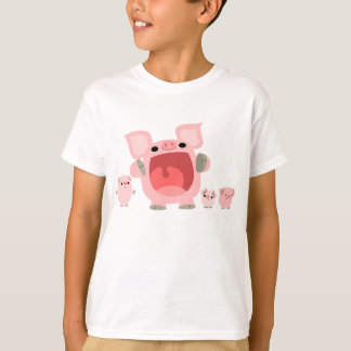 叫ぶ漫画のブタの子供のTシャツ:) Tシャツ
