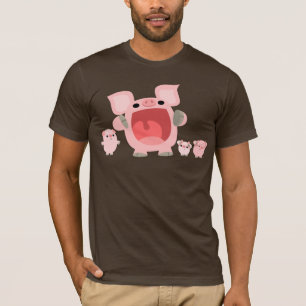 叫ぶ漫画のブタのTシャツ:) Tシャツ