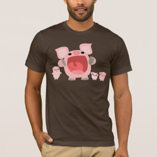 叫ぶ漫画のブタのTシャツ:) Tシャツ
