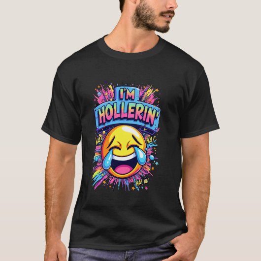 叫んでるよ 面白い 笑顔 表情 Tシャツ (正面)