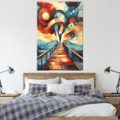 叫モダンび声のキュービズム キャンバスプリント (インサイチュ (寝室))