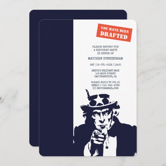 召集されたのね！誕生日パーティー 招待状 (正面/裏面)