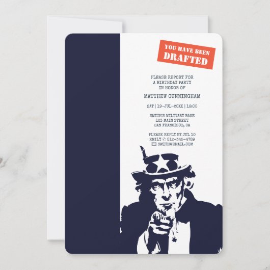 召集されたのね!誕生日パーティー 招待状 (正面)