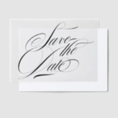 可動の書道フォトオーバーレイ日付を保存 ベラム紙招待状 (オフセット)