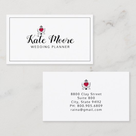 可動ハートウィングウェディングプランナースクリプトタイプ 名刺 (正面/裏面)