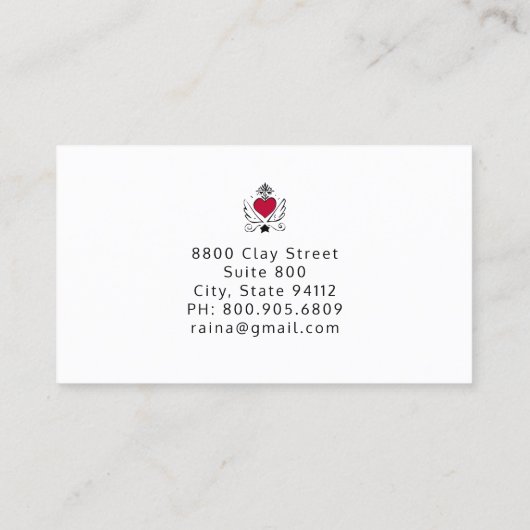 可動ハートウィングウェディングプランナースクリプトタイプ 名刺 (裏面)