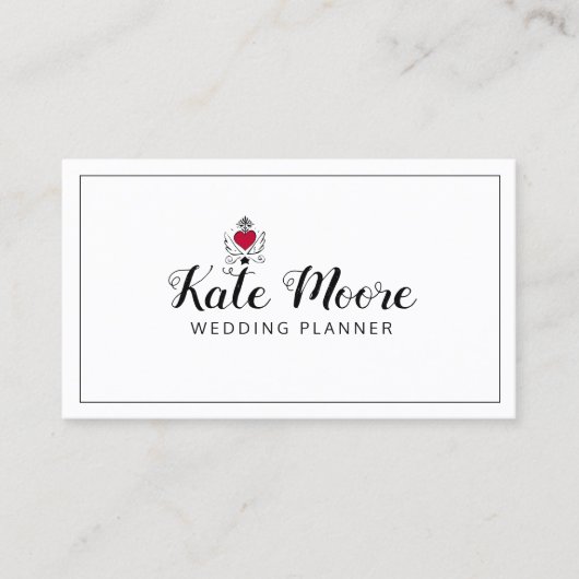 可動ハートウィングウェディングプランナースクリプトタイプ 名刺 (正面)