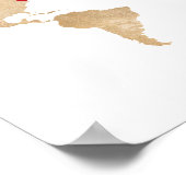 可動ハートカップルのゴールドフォイルの世界地図 ポスター (角)