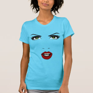 可変性の背景色の女性の顔 Tシャツ