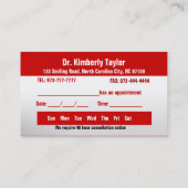 可変性歯科医院のアポイントメントカード色 予約カード (裏面)